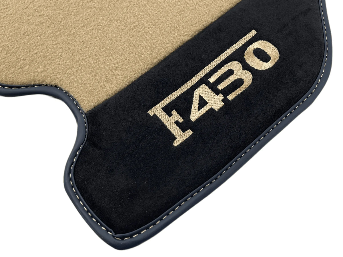 Beige Floor Mats For Ferrari F430 2004-2009 With Alcantara Leather - AutoWin