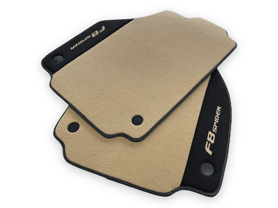 Beige Bilmatter For Ferrari F8 Spider 2019-2022 Med Alcantara Lær - AutoWin