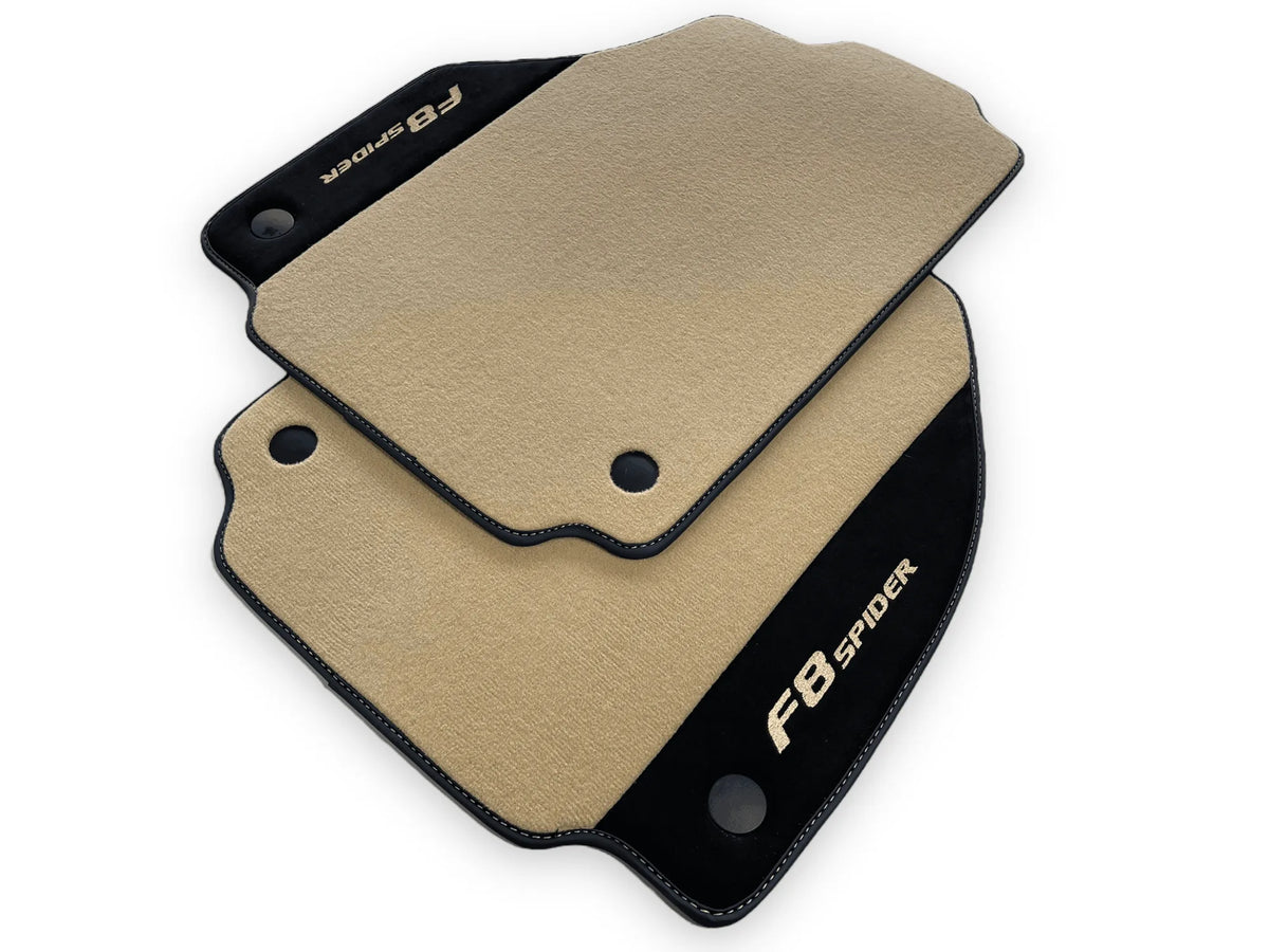 Beige Floor Mats For Ferrari F8 Spider 2019-2022 With Alcantara Leather - AutoWin