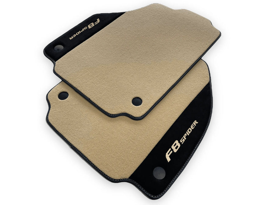 Beige Bilmatter For Ferrari F8 Spider 2019-2022 Med Alcantara Lær - AutoWin