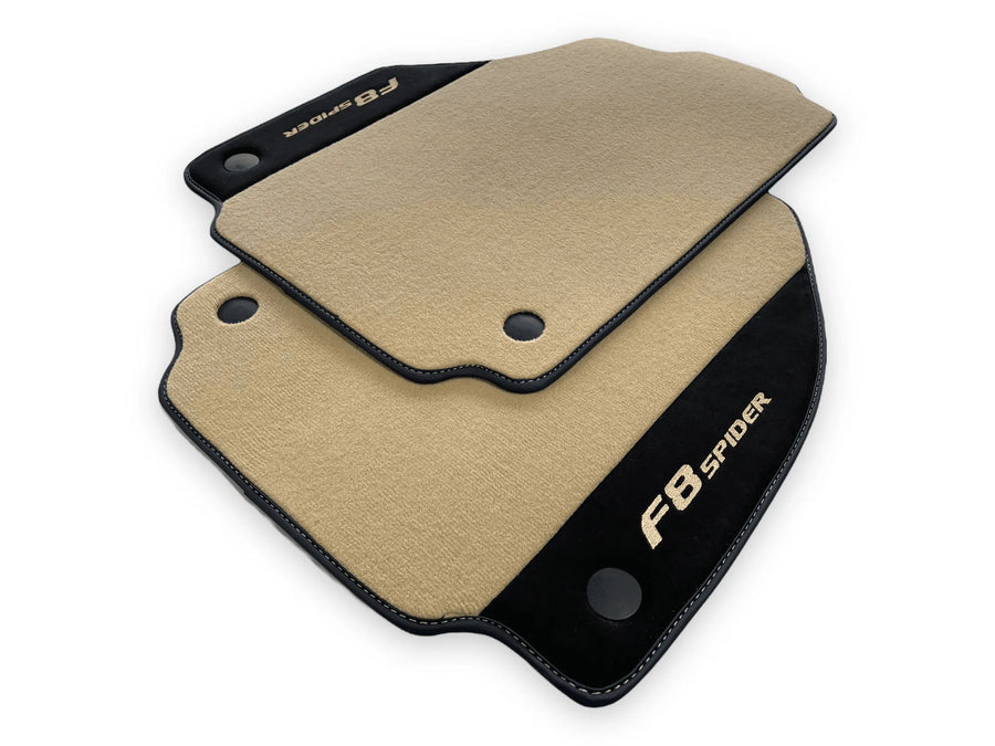 Beige Bilmatter For Ferrari F8 Spider 2019-2022 Med Alcantara Lær - AutoWin