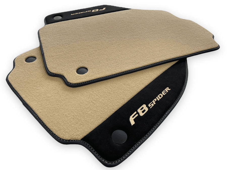 Beige Bilmatter For Ferrari F8 Spider 2019-2022 Med Alcantara Lær - AutoWin