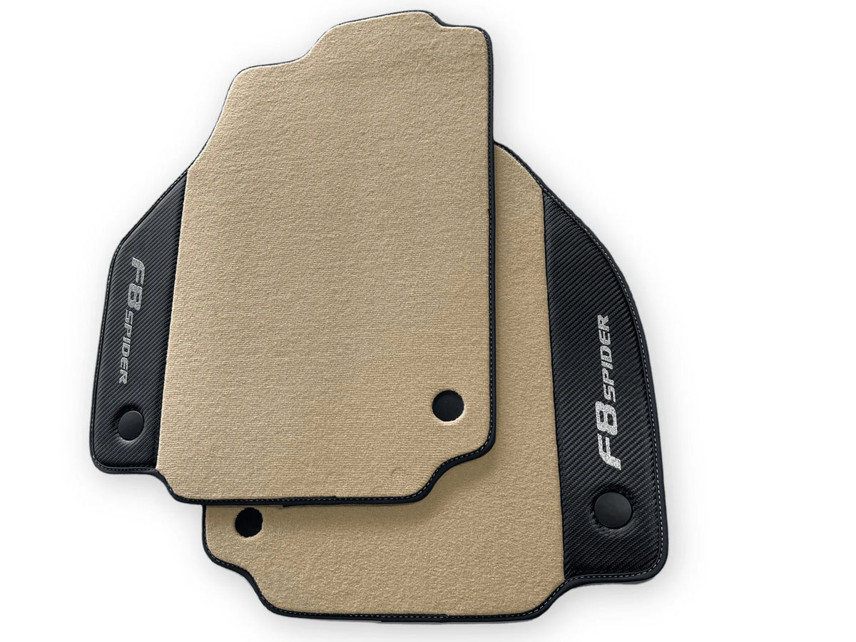 Beige Floor Mats For Ferrari F8 Tributo 2019-2022 With Alcantara Leather - AutoWin