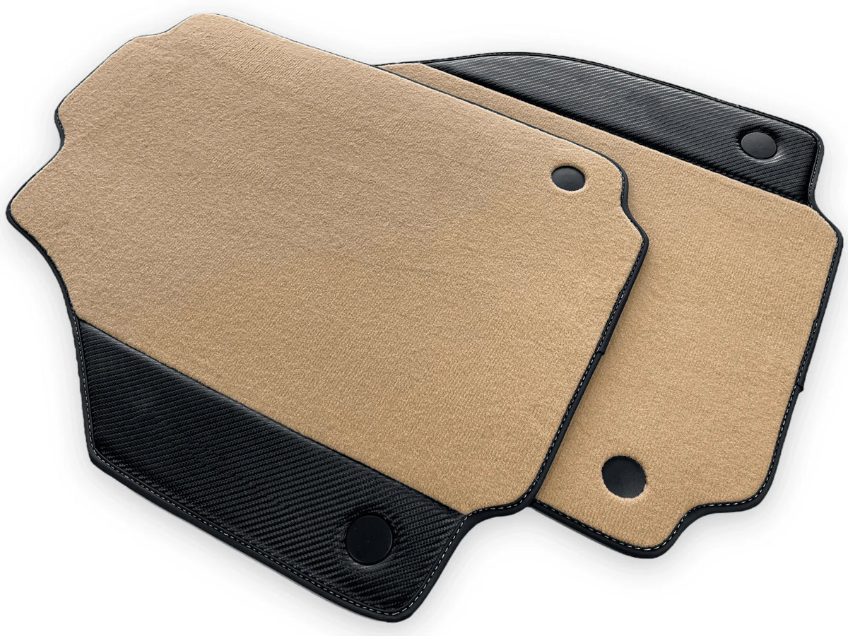 Beige Floor Mats For Ferrari F8 Tributo 2019-2022 With Carbon Leather - AutoWin