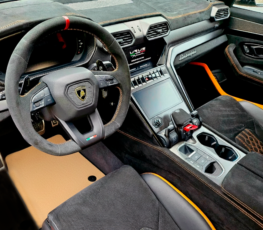 Tilpassbare Beige Bilmatter For Lamborghini Urus Med Alcantara Lær