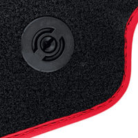 Black Alcantara Floor Mats for Ferrari 458 Spider (2012-2015) with Red Alcantara Accents