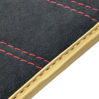 Schwarze Alcantara Autofußmatten für Ferrari F430 (2004-2009) - Rote Nähte - AutoWin