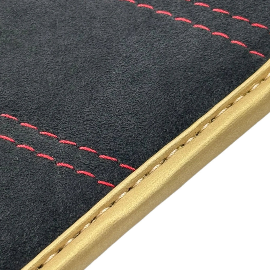 Schwarze Alcantara Autofußmatten für Ferrari F430 (2004-2009) - Rote Nähte - AutoWin
