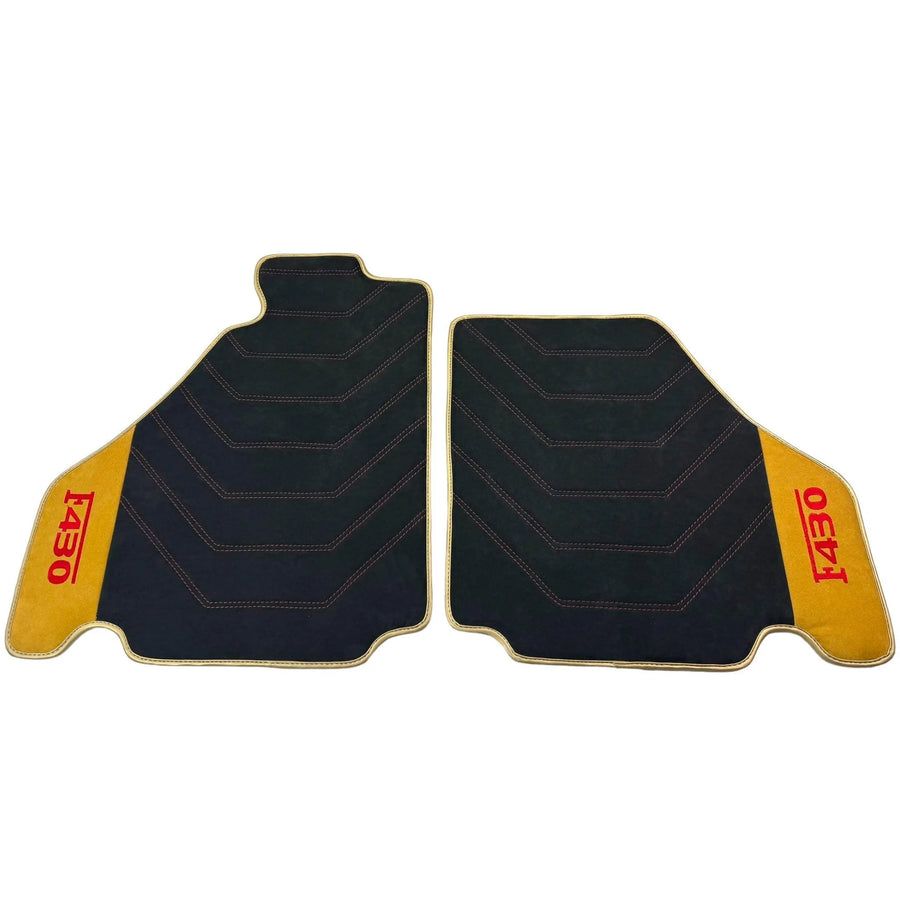 Schwarze Alcantara Autofußmatten für Ferrari F430 (2004-2009) - Rote Nähte - AutoWin
