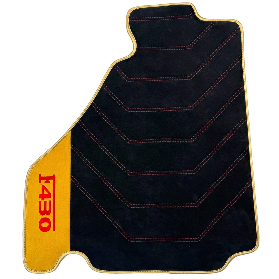 Schwarze Alcantara Autofußmatten für Ferrari F430 (2004-2009) - Rote Nähte - AutoWin