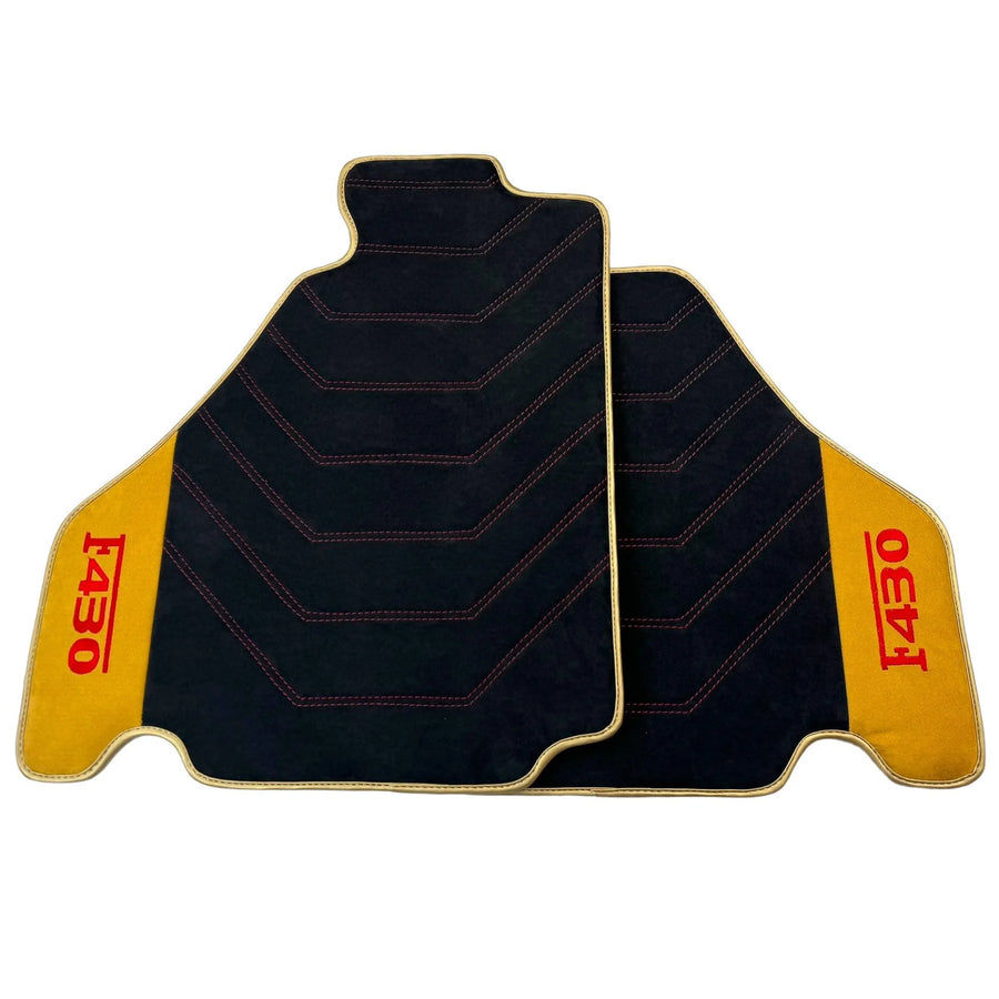 Schwarze Velours-Autofußmatten für Ferrari F430 (2004-2009) - Rote Nähte - AutoWin
