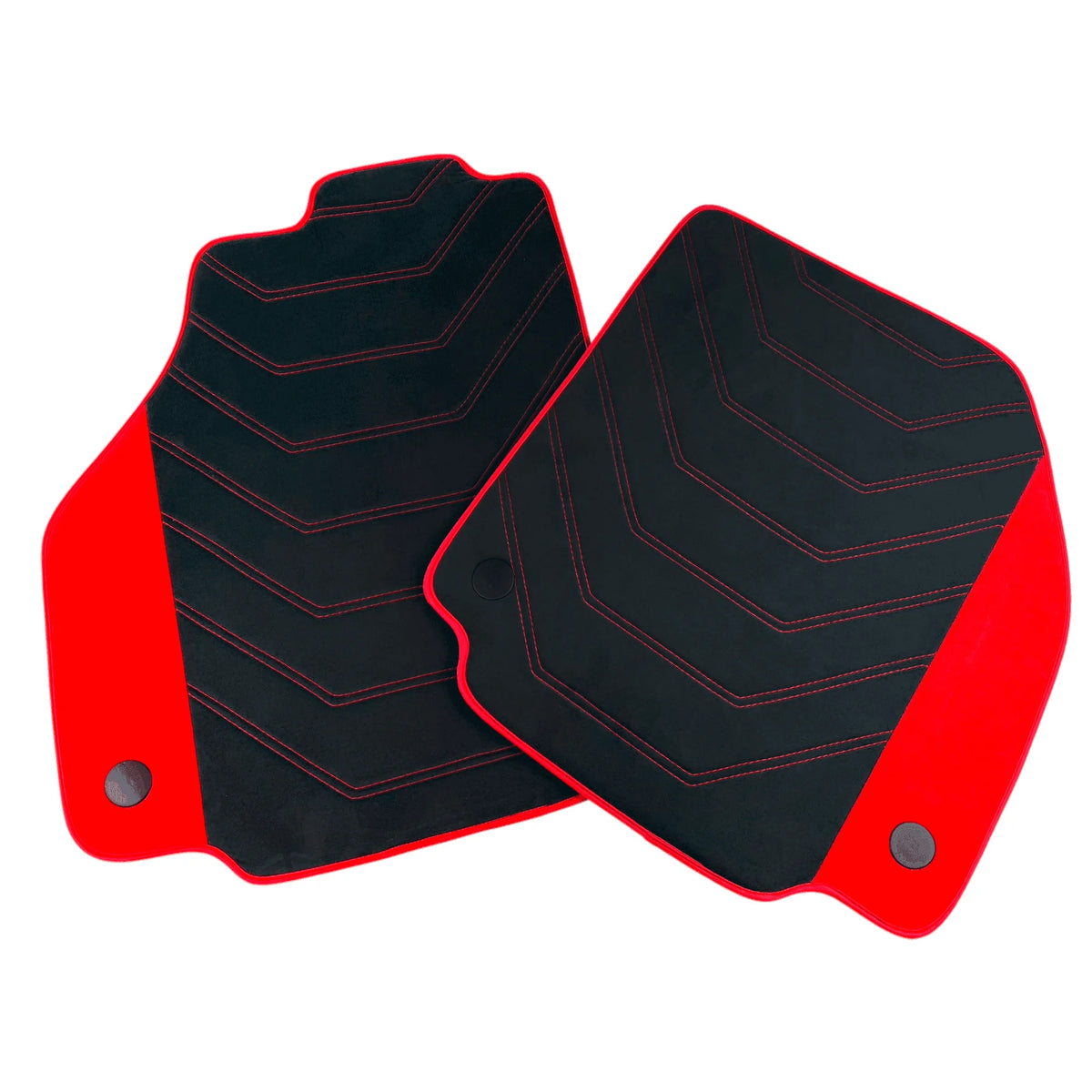 Black Alcantara Floor Mats for Ferrari F8 Tributo (2019-2023) with Red Alcantara Accents