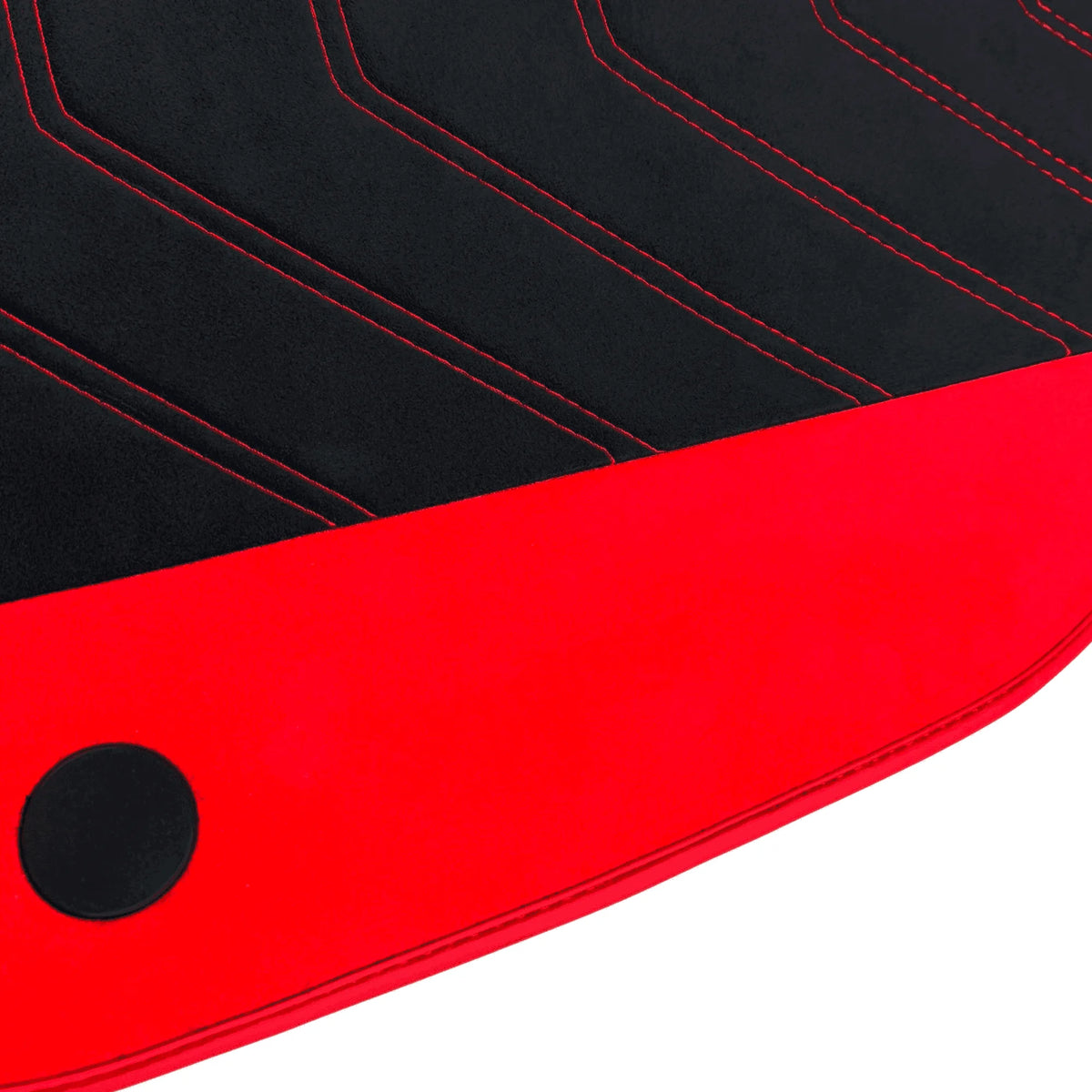 Black Alcantara Floor Mats for Ferrari F8 Tributo (2019-2023) with Red Alcantara Accents