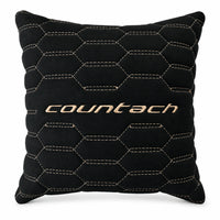 Black Alcantara Leather Pillows Countach Set of 2 Tan Sewing - AutoWin