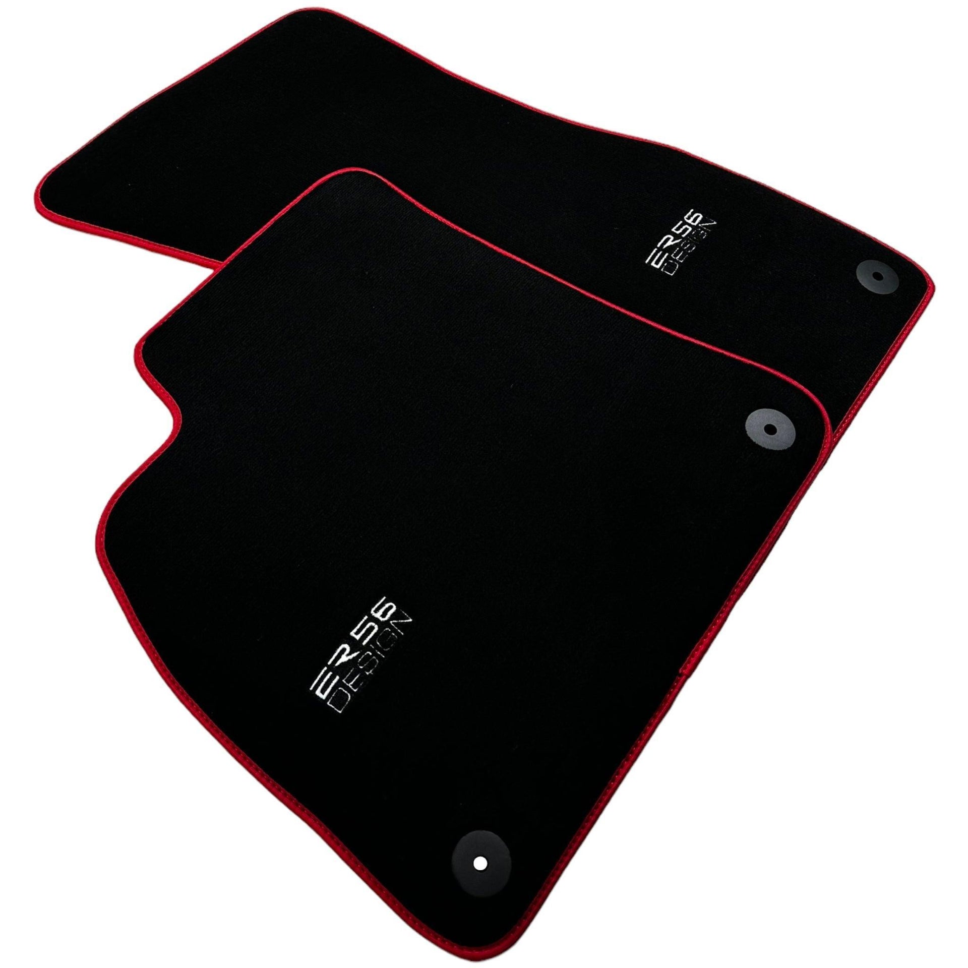 Black Floor Mats For Audi A6 - C8 Sedan (2018-2023) ER56 Design with Red Trim - AutoWin