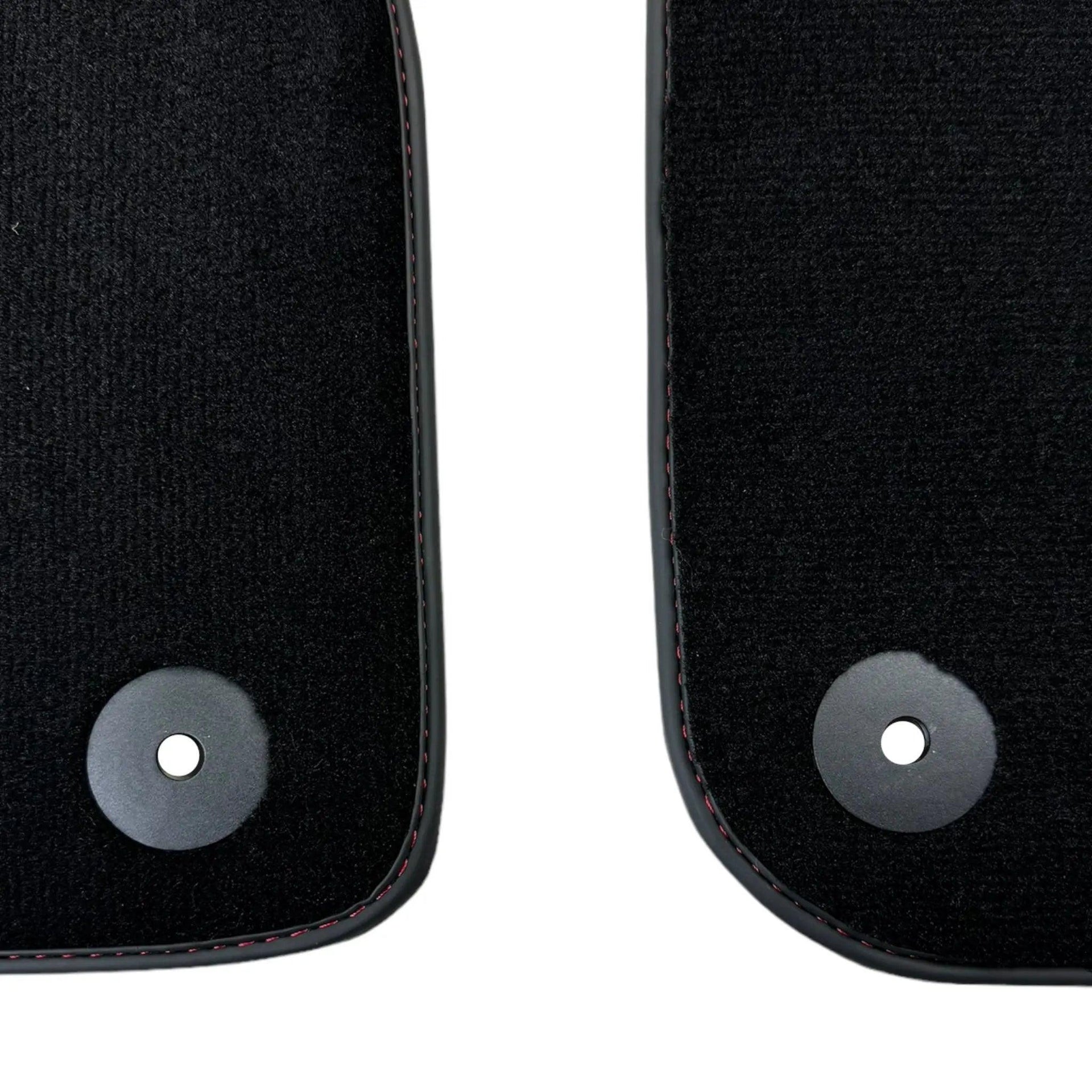 Black Floor Mats for Audi Q8 e-tron (2023-2025) with Red Leather | ER56 Design - AutoWin