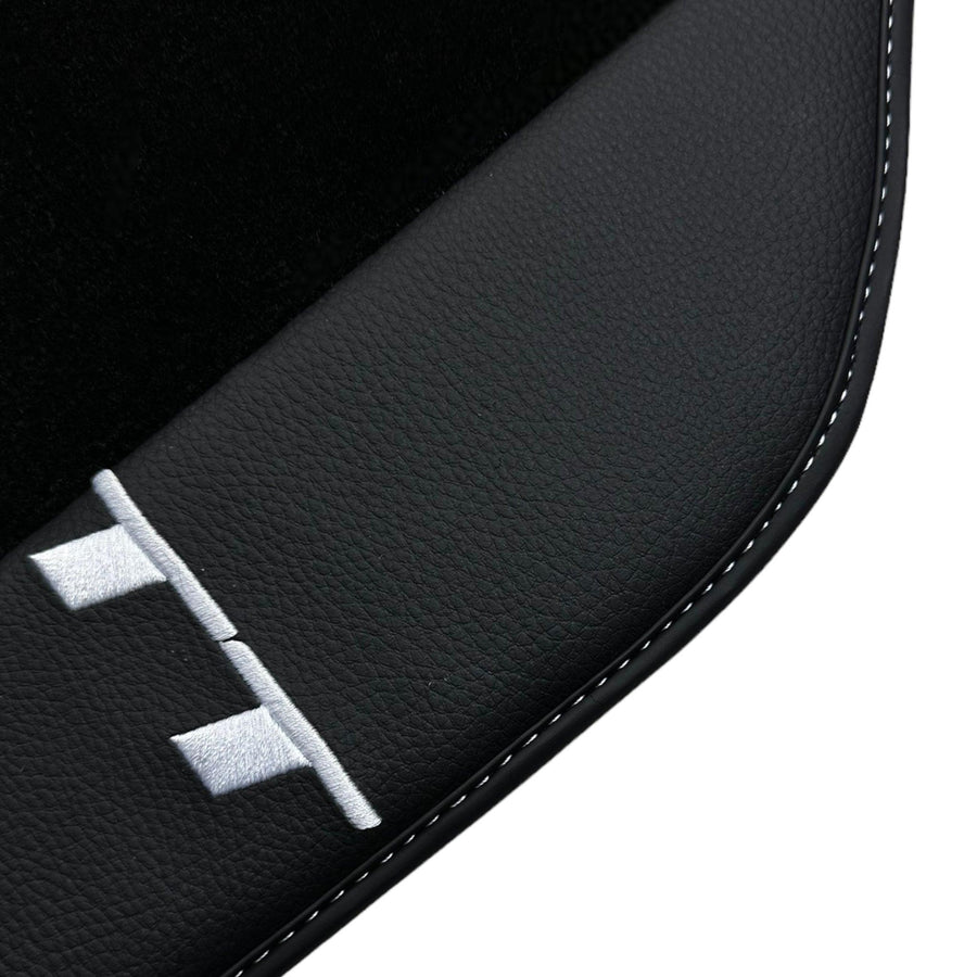 Black Floor Mats for Audi TT MK1 Convertible (1998-2006) with Leather - AutoWin