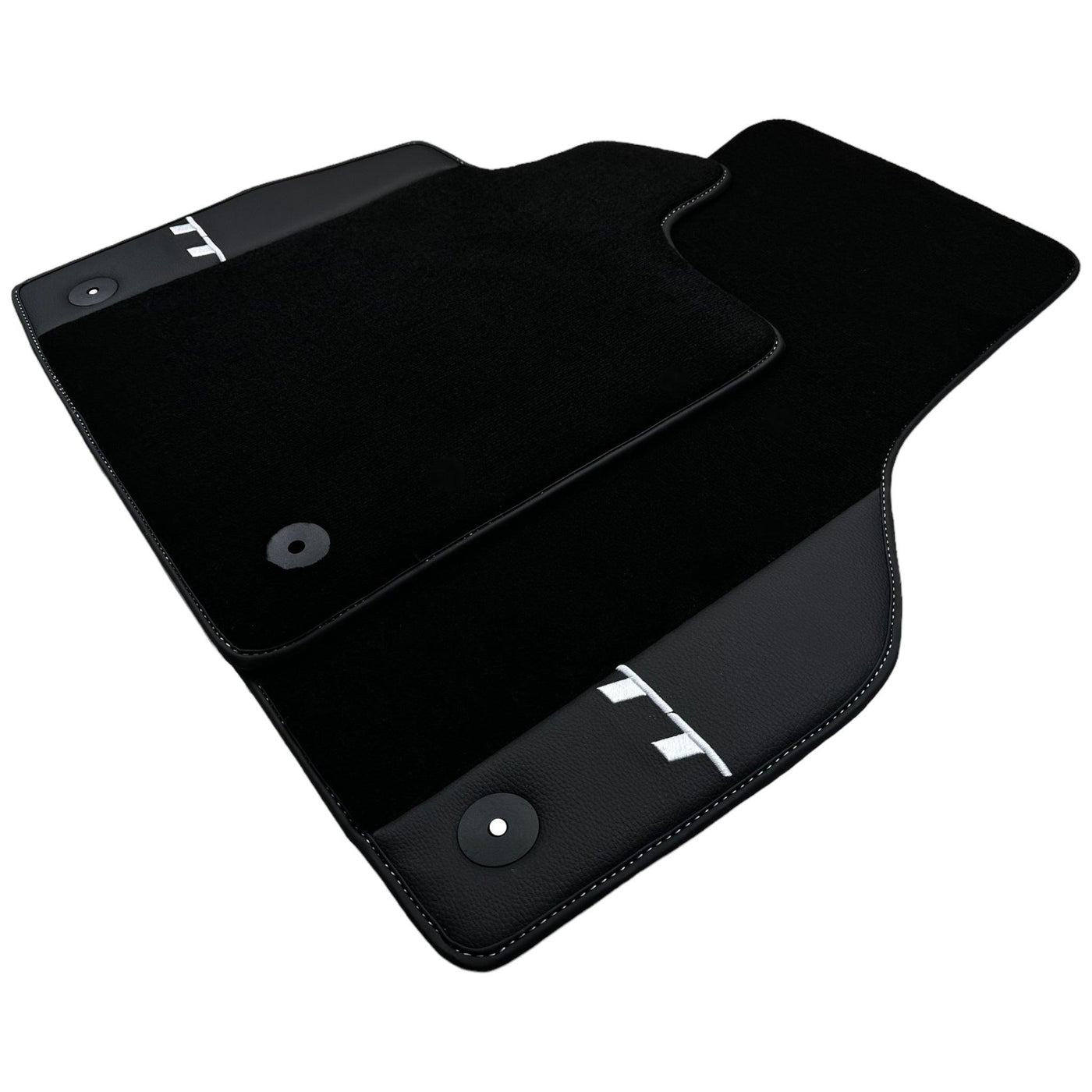 Black Floor Mats for Audi TT MK1 Coupe (1998-2006) with Leather - AutoWin