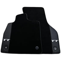 Black Floor Mats for Audi TT MK2 Coupe (2006-2014) with Leather - AutoWin