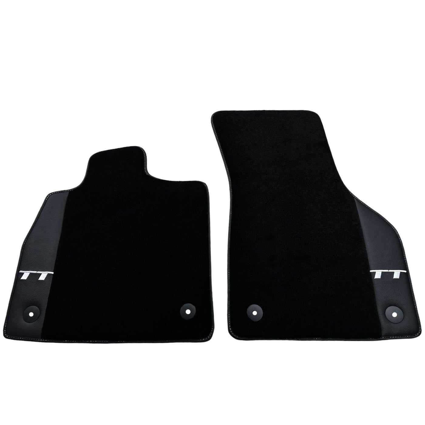 Black Floor Mats for Audi TT MK2 Coupe (2006-2014) with Leather - AutoWin
