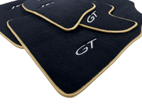 Black Floor Mats For Bentley Continental GT (2011–2018) With Gold Color Trim - AutoWin