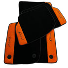 Black Floor Mats For Bentley Continental GT (2018–2023) with Orange Alcantara Leather - AutoWin