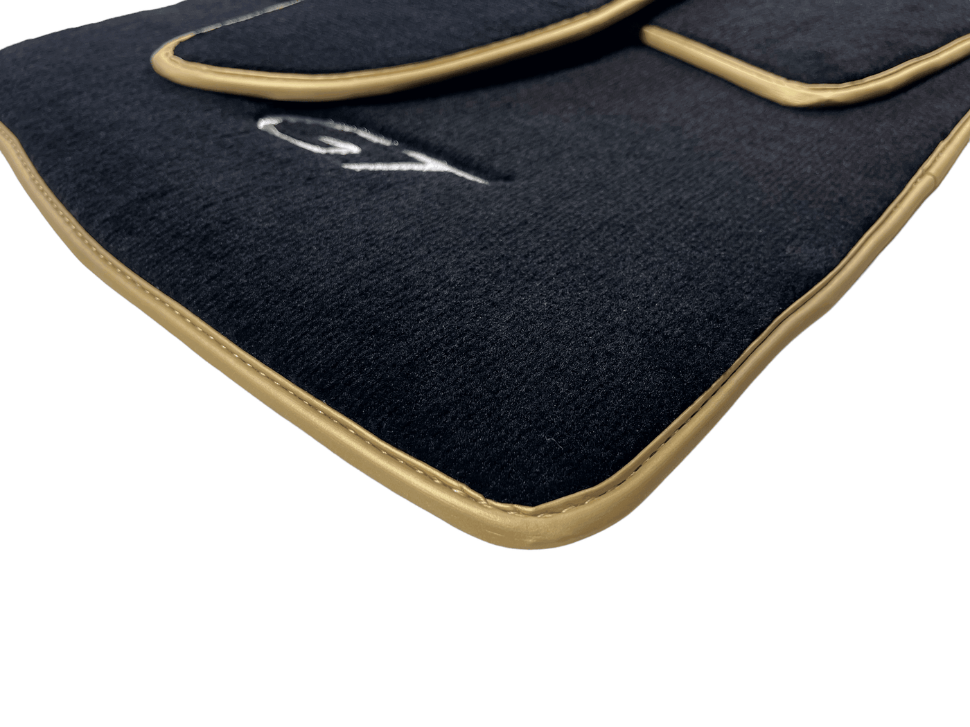 Black Floor Mats For Bentley Continental GTC (2006–2011) With Gold Color Trim - AutoWin