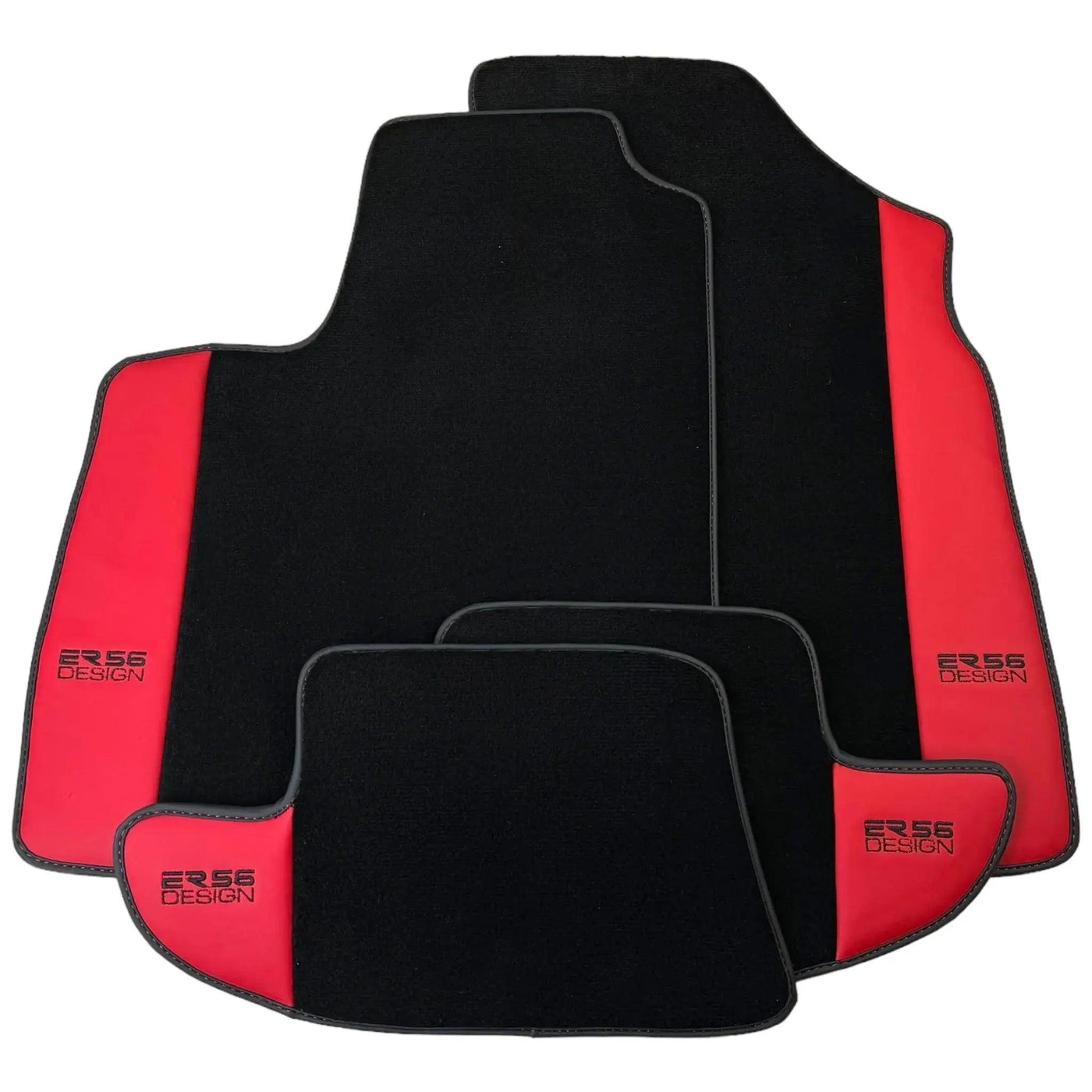 Black Floor Mats for Bentley Continental GTC (2006–2011) with Red Leather | ER56 Design - AutoWin