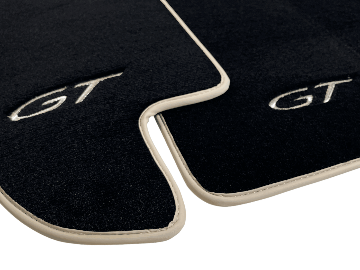 Black Floor Mats For Bentley Continental GTC (2011-2018) With Beige Trim - AutoWin