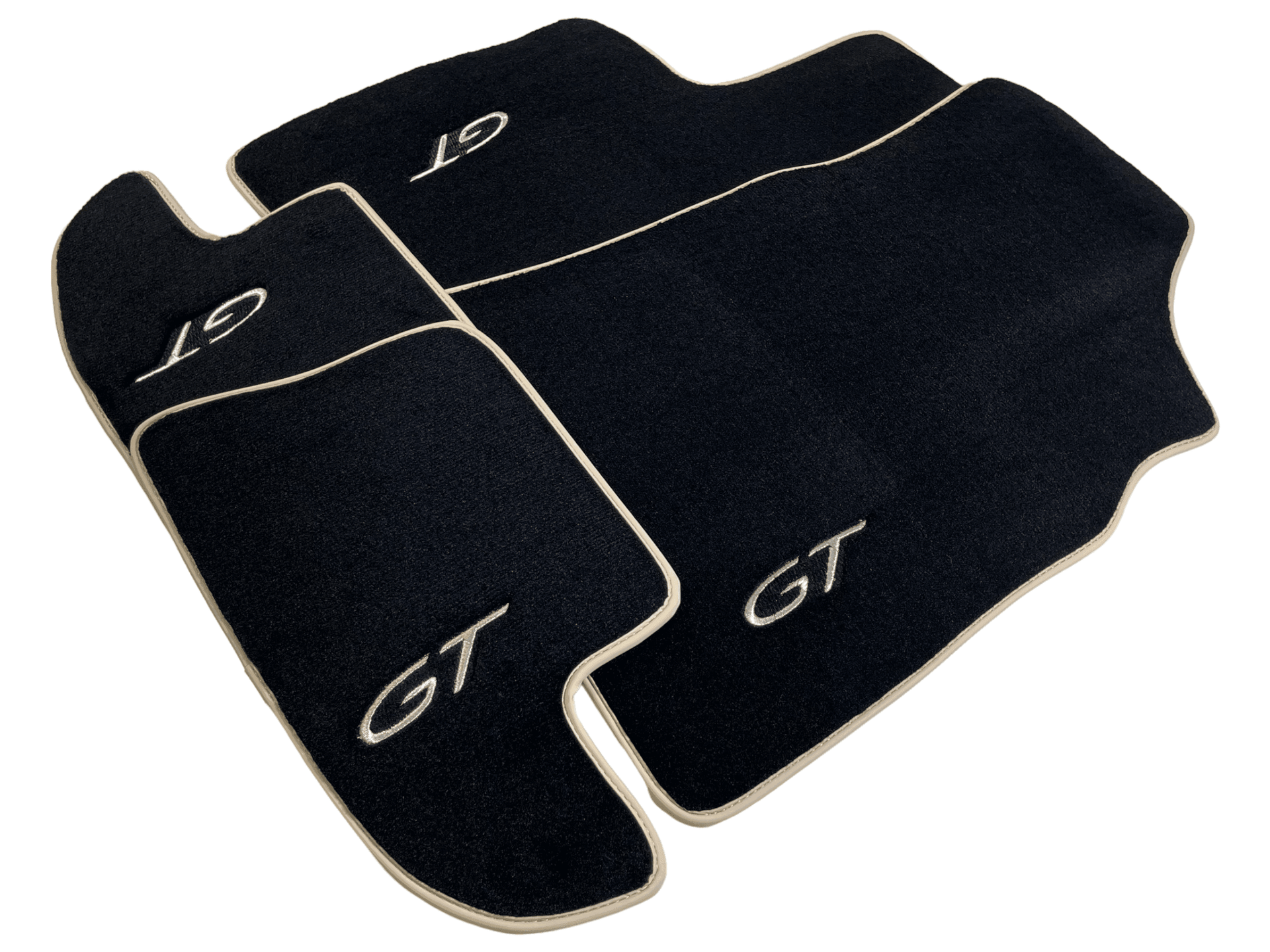 Black Floor Mats For Bentley Continental GTC (2011-2018) With Beige Trim - AutoWin