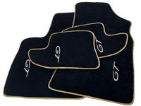 Black Floor Mats For Bentley Continental GTC (2011-2018) With Gold Color Trim - AutoWin