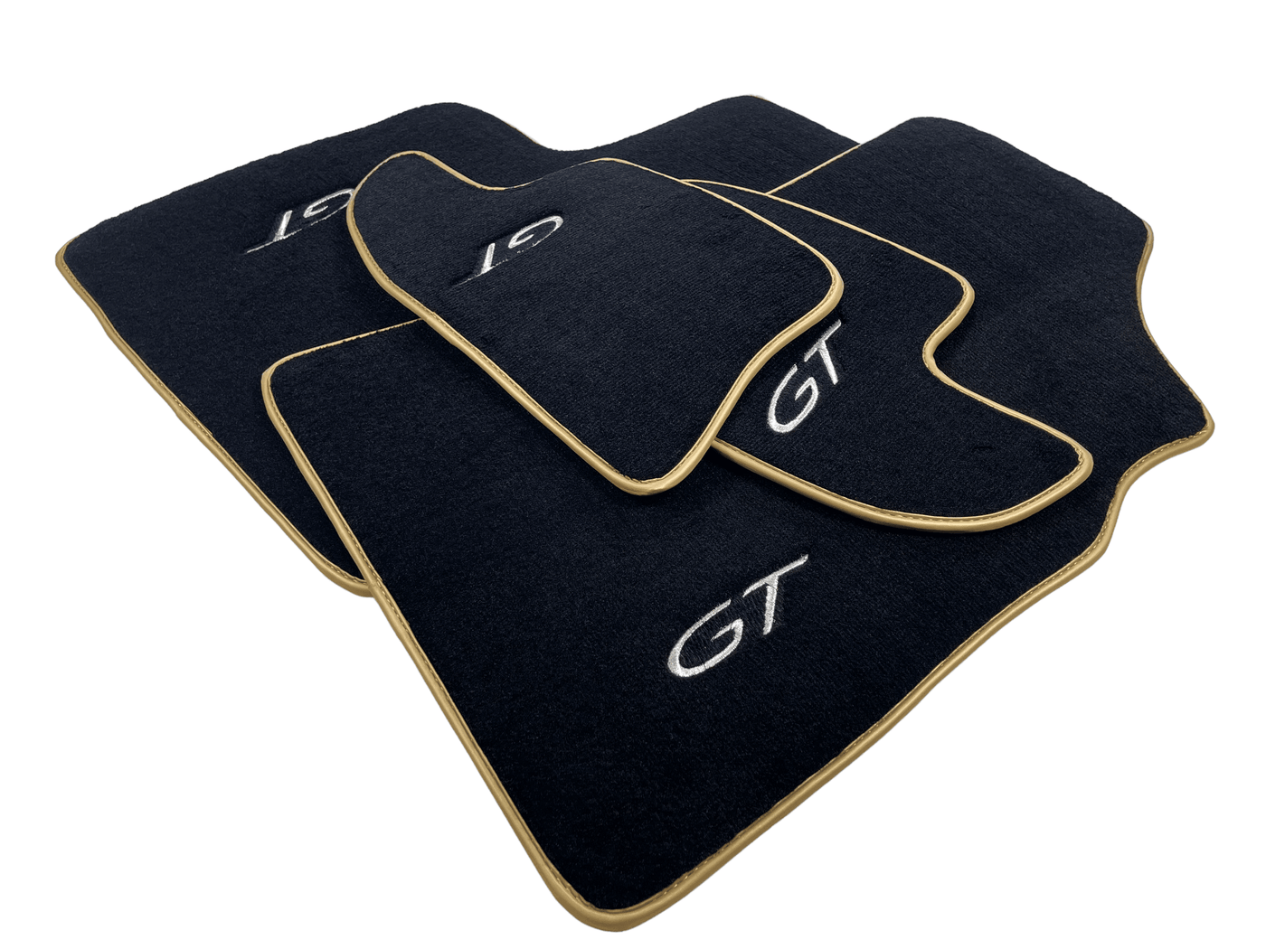 Black Floor Mats For Bentley Continental GTC (2011-2018) With Gold Color Trim - AutoWin