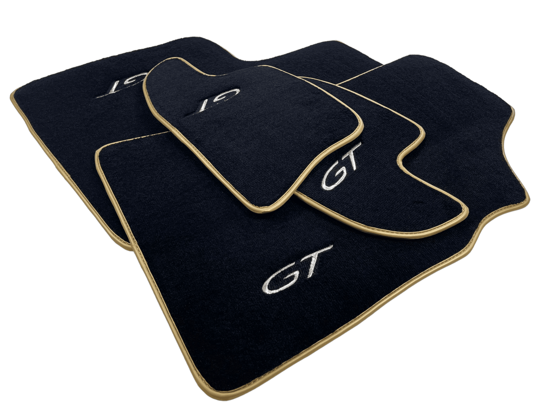 Black Floor Mats For Bentley Continental GTC (2011-2018) With Gold Color Trim - AutoWin