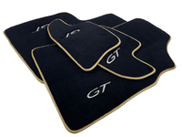 Black Floor Mats For Bentley Continental GTC (2011-2018) With Gold Color Trim - AutoWin
