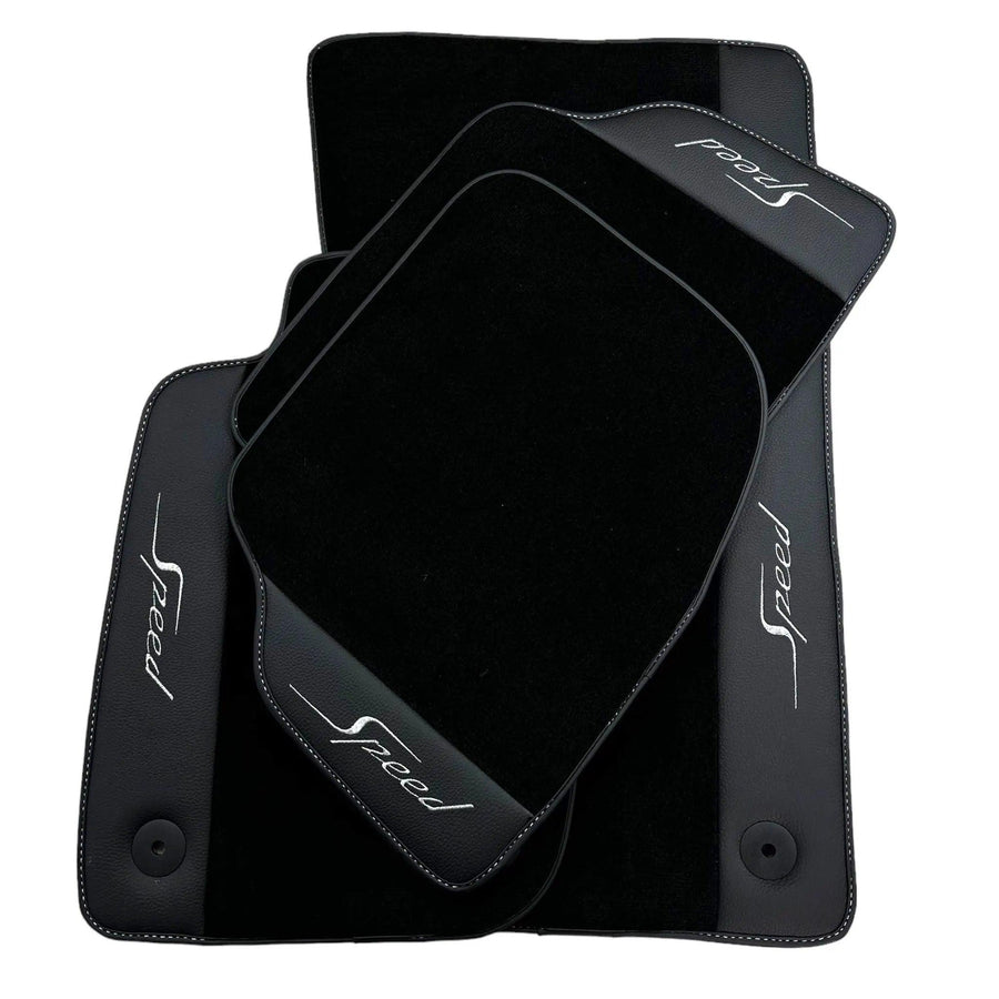 Black Floor Mats For Bentley Continental GTC (2018-2023) Speed with Leather - AutoWin