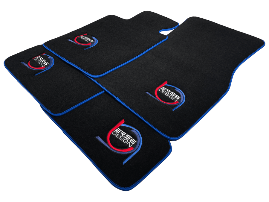 Black Floor Mats For BMW Gran Tourer F46 (2015-2022) 7 Seats ER56 Design Limited Edition Blue Trim - AutoWin