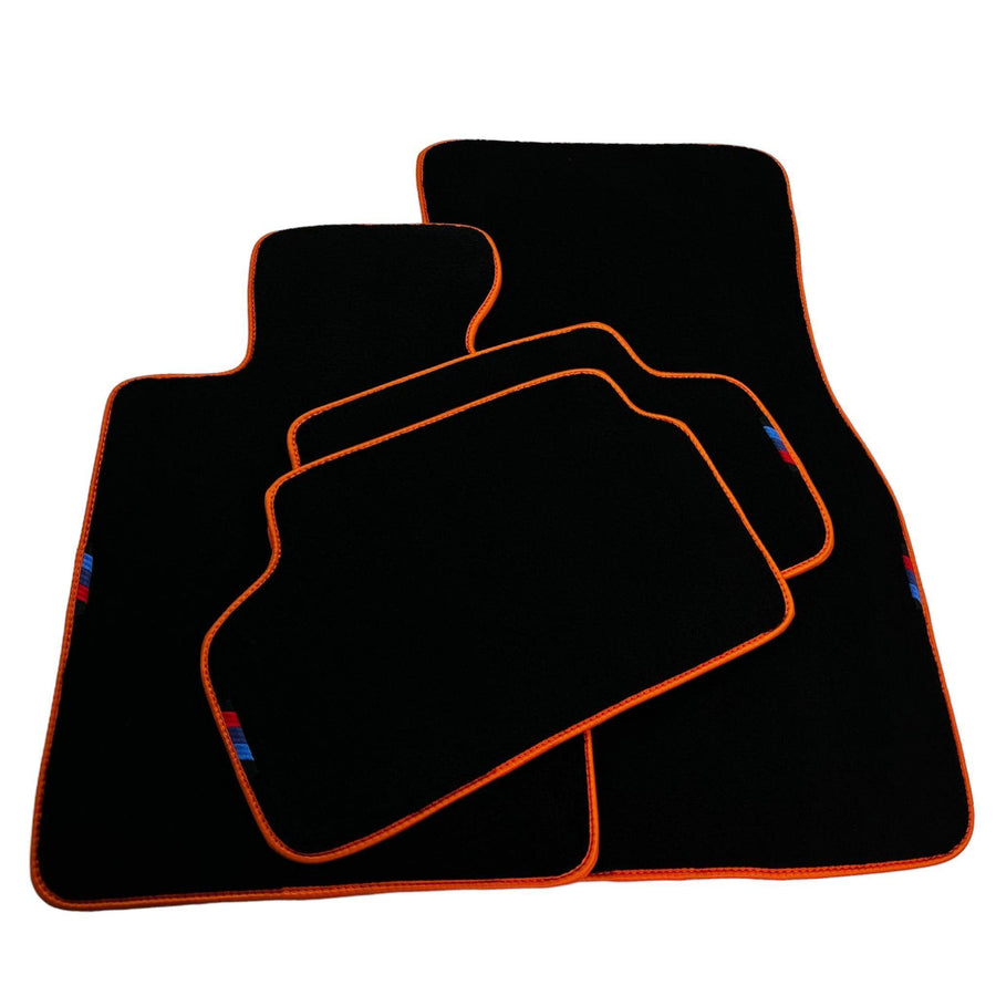 Black Floor Mats For BMW 5 Series G30 | Orange Trim - AutoWin