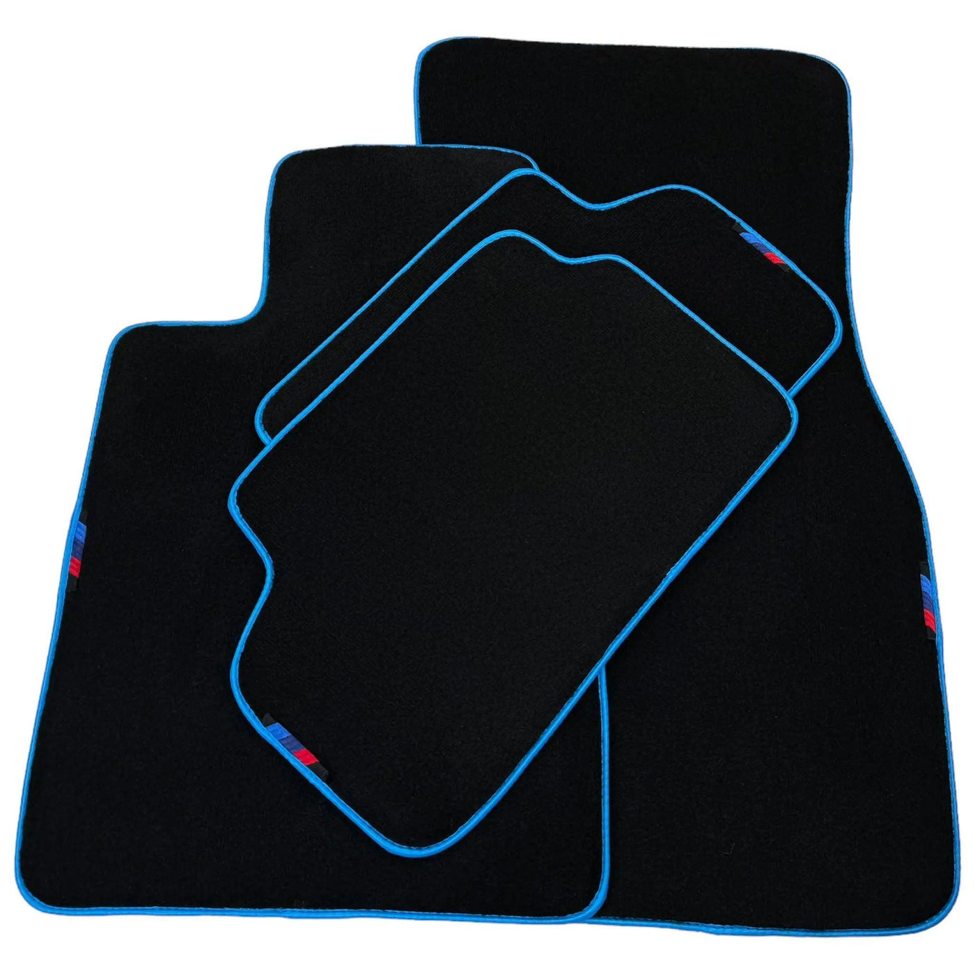Black Floor Mats For BMW G60 (2023-2026) Sedan | Sky Blue Trim - AutoWin
