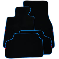 Black Floor Mats For BMW M5 G90 (2023-2026) Sedan | Sky Blue Trim - AutoWin