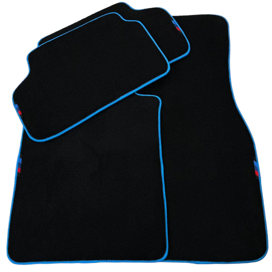 Black Floor Mats For BMW M5 G90 (2023-2026) Sedan | Sky Blue Trim - AutoWin