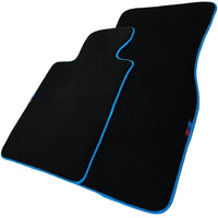 Black Floor Mats For BMW G60 (2023-2026) Sedan | Sky Blue Trim - AutoWin