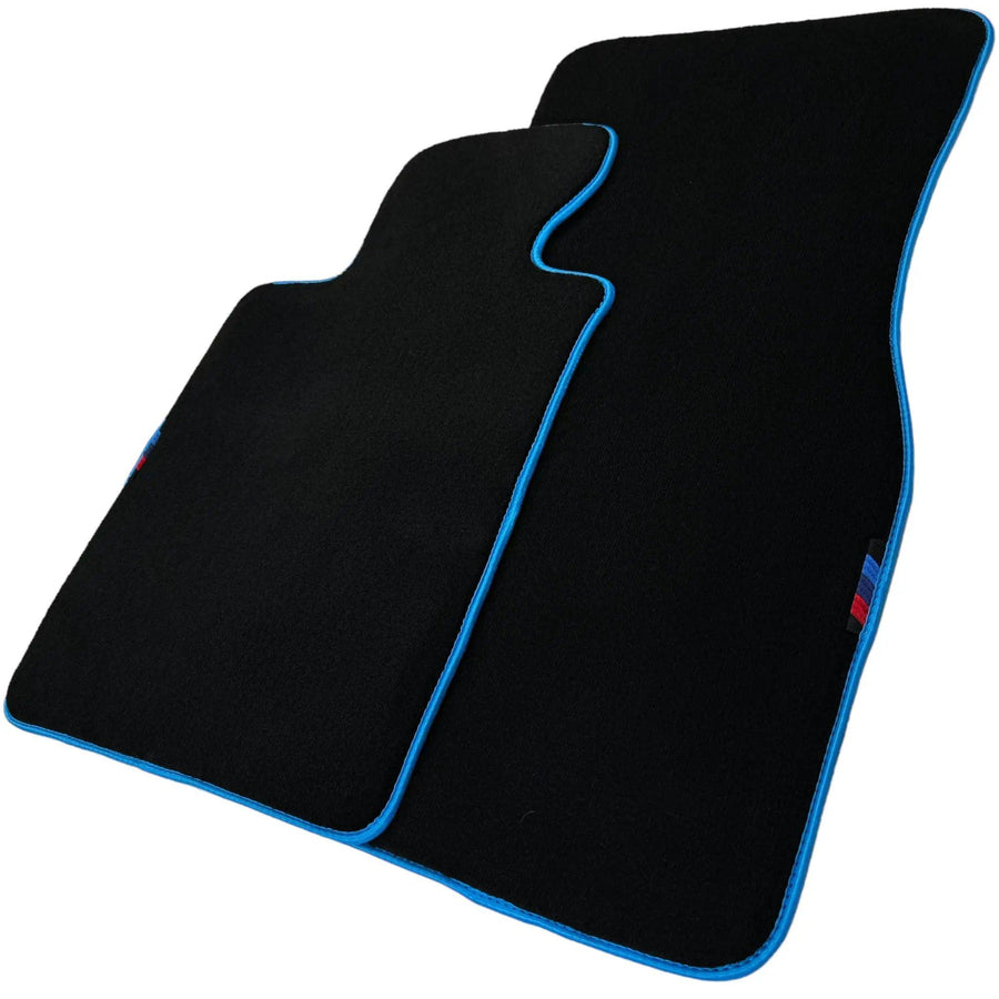 Black Floor Mats For BMW Gran Tourer F46 (2015-2022) 7 Seats | Sky Blue Trim - AutoWin