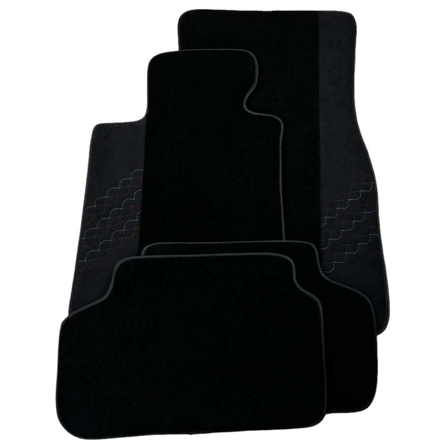 Black Floor Mats for BMW 2 Series Gran Tourer F46 (2015-2022) 5 Seats with Alcantara Leather - AutoWin