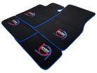 Black Floor Mats For BMW 5 Series G31 Wagon ER56 Design Limited Edition Blue Trim - AutoWin