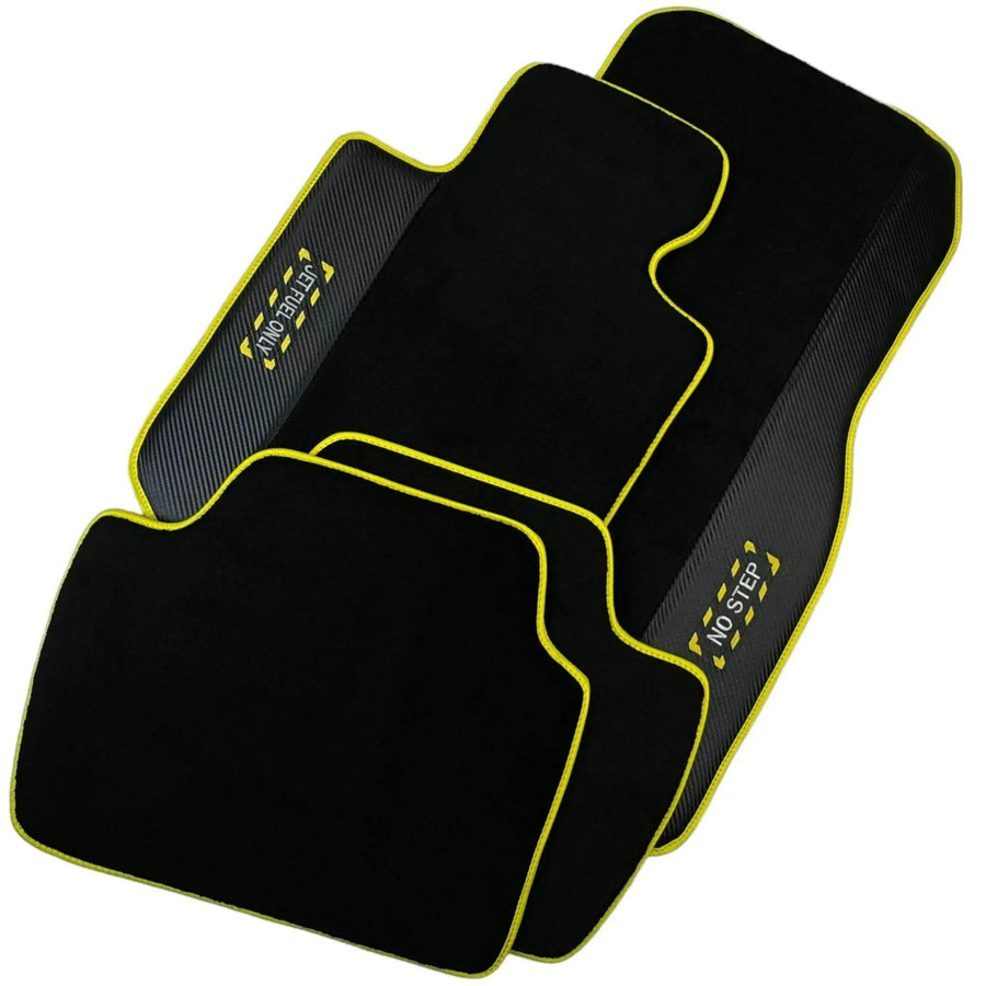 Black Floor Mats For BMW M2 Series F87 | Fighter Jet Edition | Yellow Trim AutoWin Brand - AutoWin