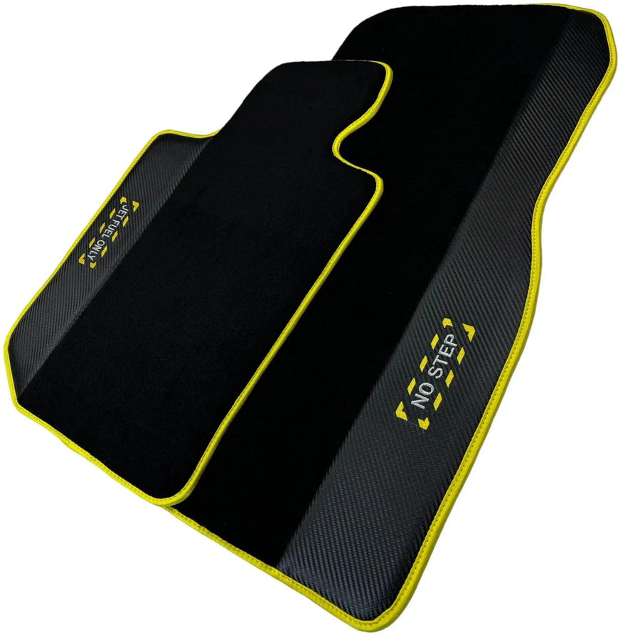 Black Floor Mats For BMW M2 Series F87 | Fighter Jet Edition | Yellow Trim AutoWin Brand - AutoWin