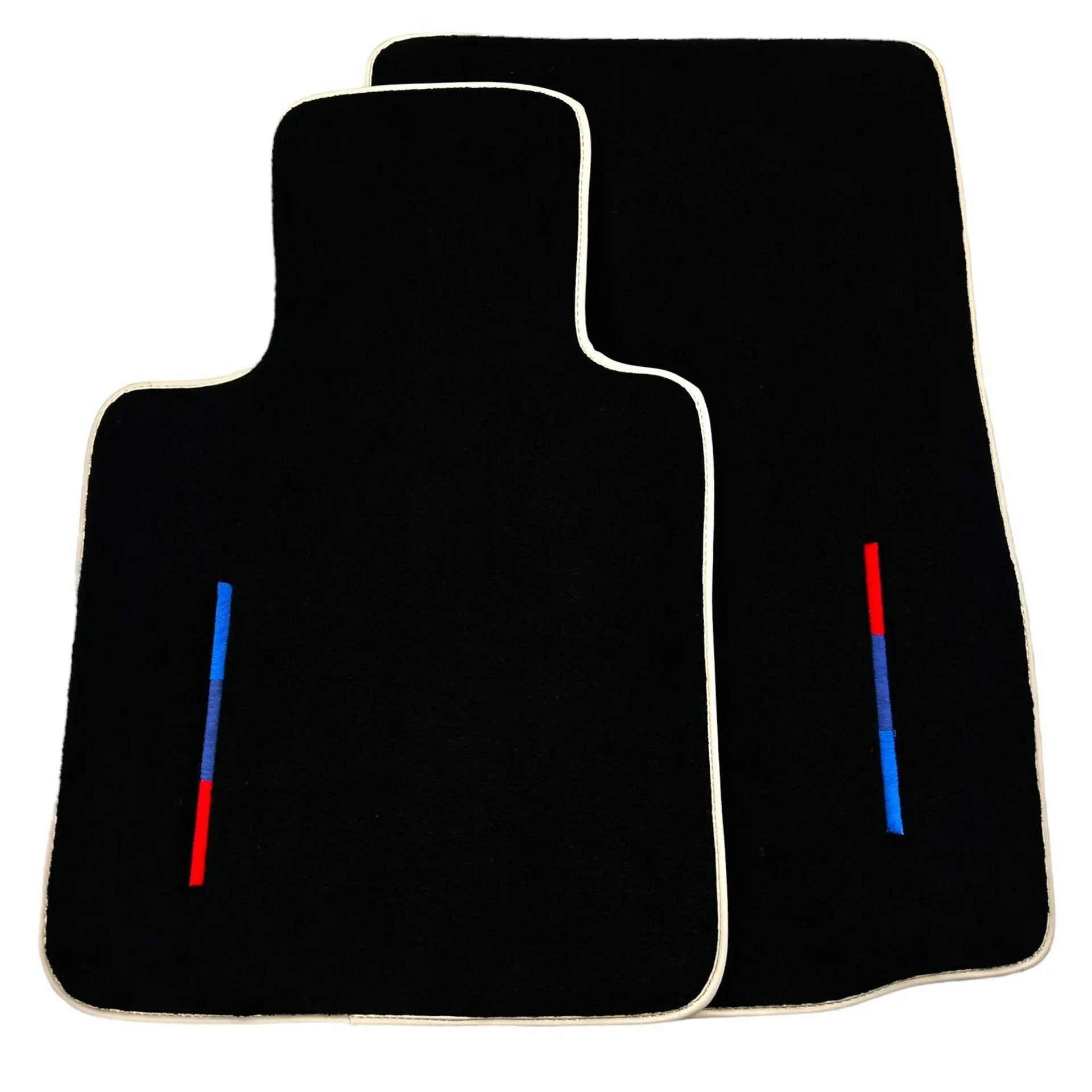 Black Floor Mats For BMW Z4 Series E89 With Color Stripes and Beige Trim Tailored Set Perfect Fit - AutoWin