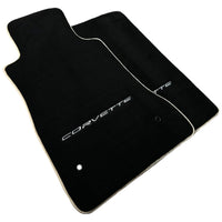 Black Floor Mats For Chevrolet Corvette C6 (2005-2013) with Beige Trim - AutoWin