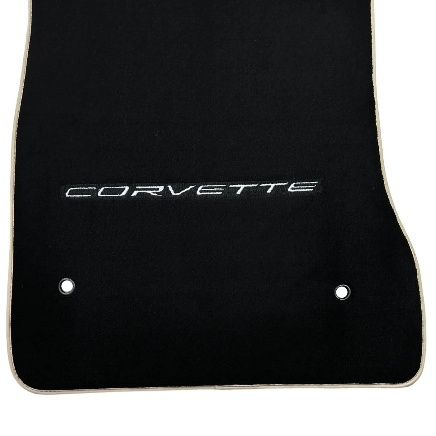 Black Floor Mats For Chevrolet Corvette C6 (2005-2013) with Beige Trim - AutoWin
