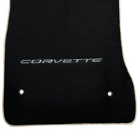Black Floor Mats For Chevrolet Corvette C6 (2005-2013) with Beige Trim - AutoWin
